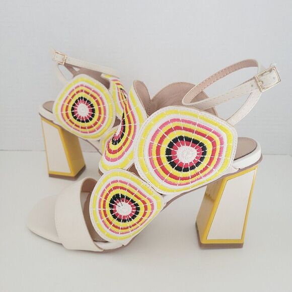 Exe' Women's Lucia-833 ICE Multicolor Sandals Block Heels Embroidered Leather 38 - Picture 2 of 16